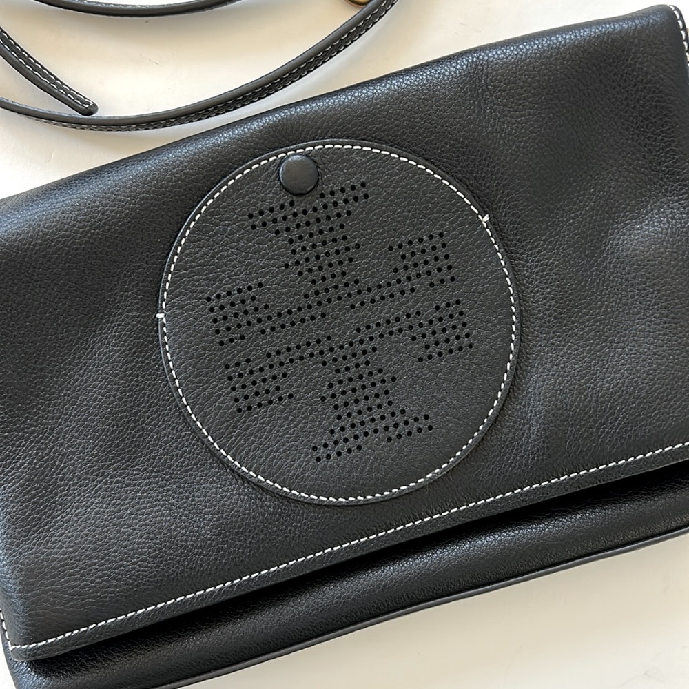 Tory Burch Perforated Logo Fold Over Crossbody Bag - Picture 2 of 15